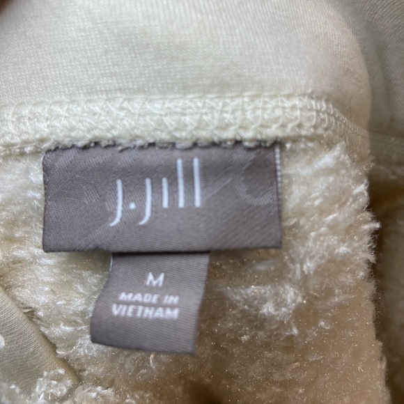 J.Jill off white Two way zip Faux Curly fur sherpa Jacket womens size Medium - Picture 3 of 12